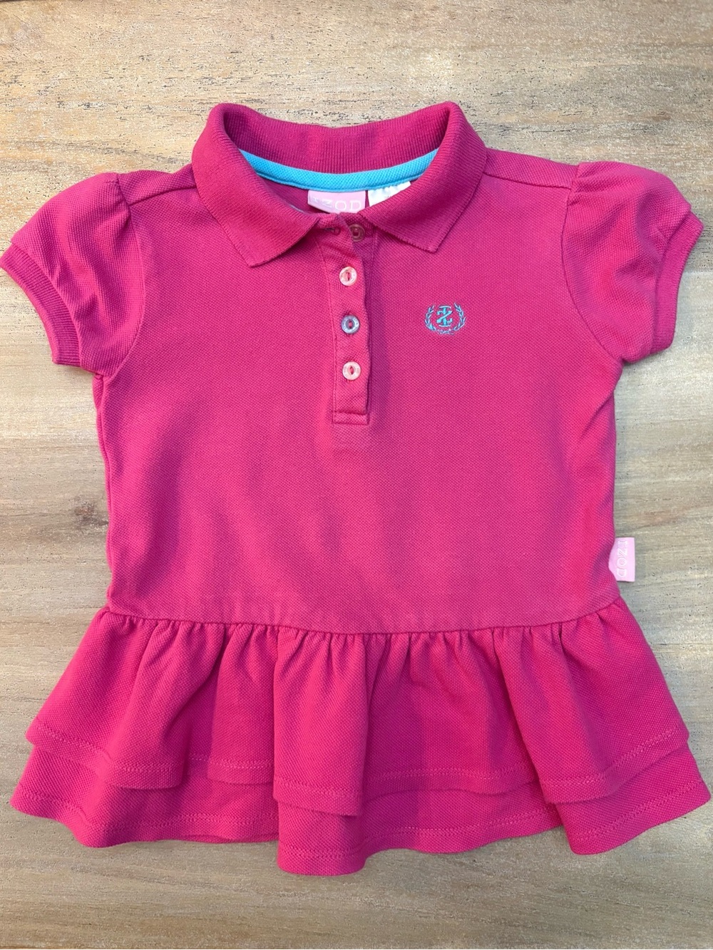 IZOD Toddler Girls Pink Polo Dress Ruffle Hem 24M